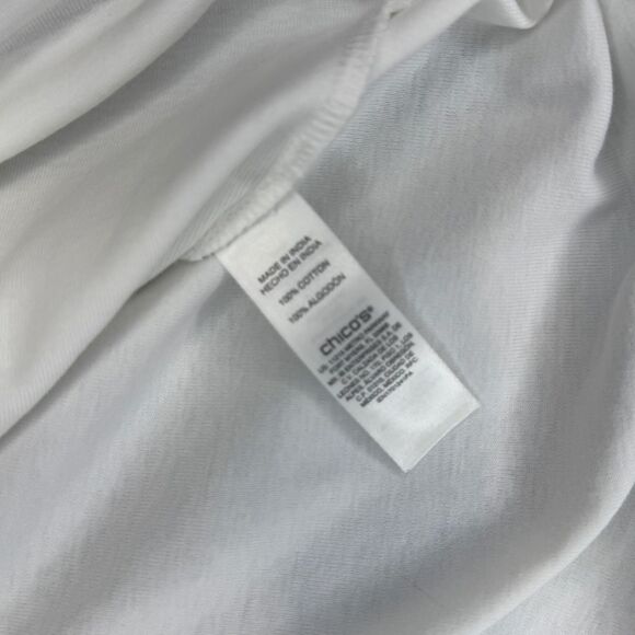 Chico's Size 2 (L) White 3/4 long sleeve top Basic T-Shirt Large Sz 12 - Picture 5 of 8